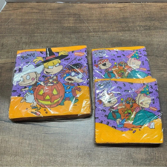 Vintage Nickelodeon Rugrats Halloween Napkins 3 Packs , 2 Sizes Designware NEW - Picture 1 of 4